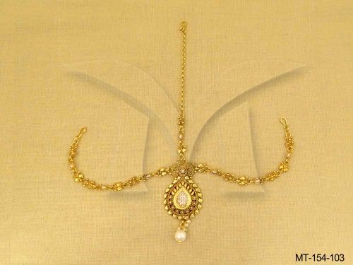 paan basemoti drop flower style antique maang tikka detail