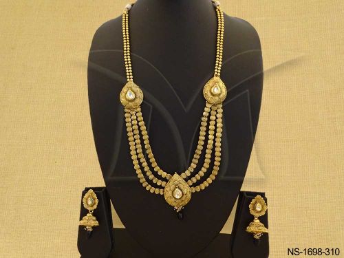 reverse paan chakri triple layer necklace set