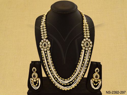 Polki Maroon Studded Necklace Set - 6280 main image 0