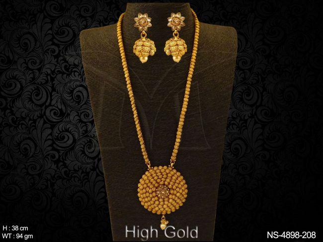 long designer antique necklace set detail