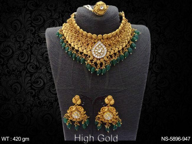 paan with koyari golden drop antique necklace