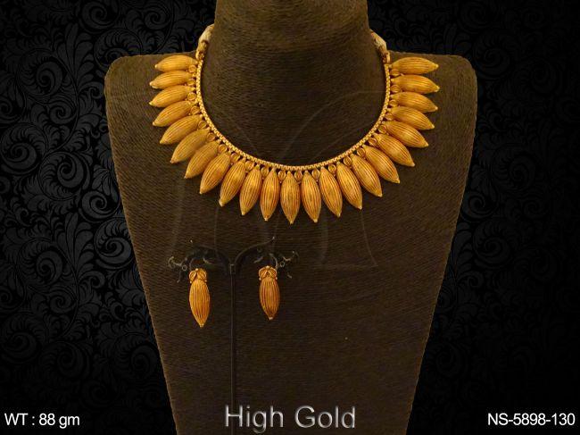 marquise shape line polki necklace