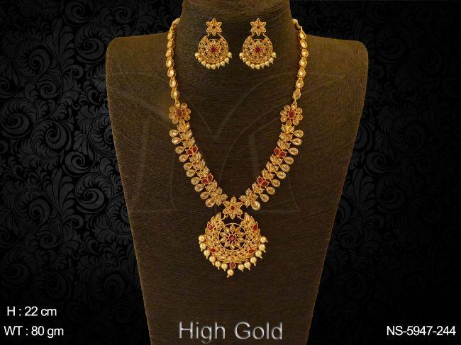 AD lct ruby goldenfexible necklace set for wedding festival