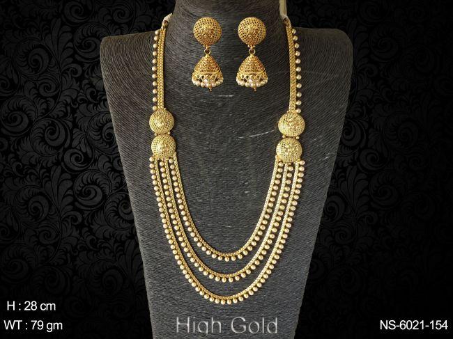 Long pearl polki necklace