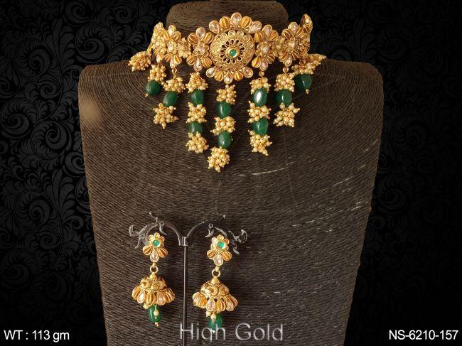 Clustered fancy flower design antique necklace