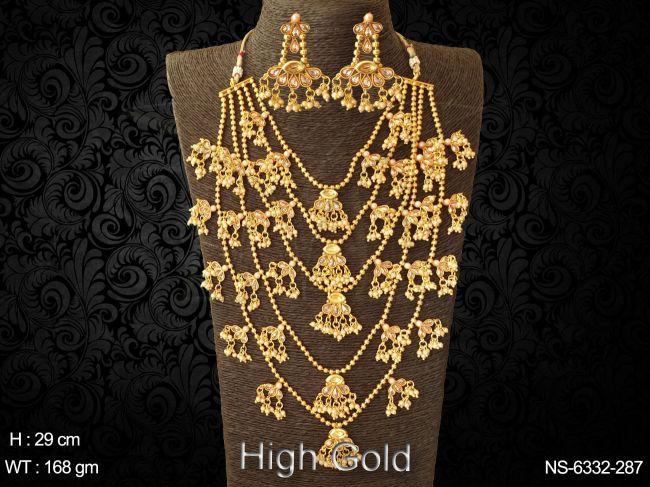Clustered pearl five layer antique necklace set