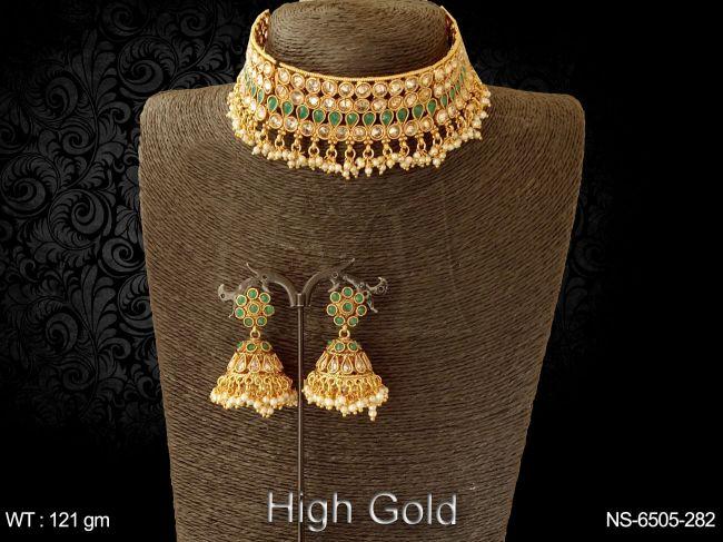 Full stone chokar bollywood polki necklace set