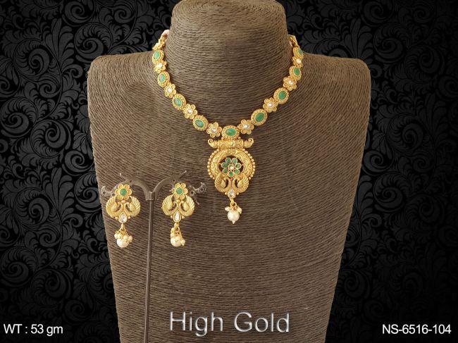 peacock flower delicate antique necklace set