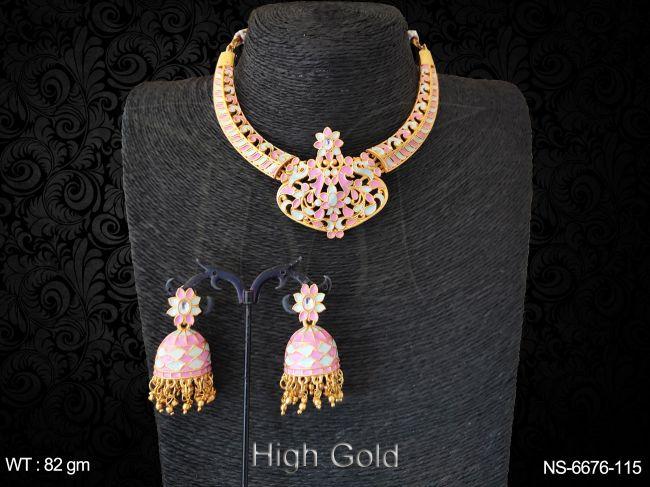 meena colouring paan stone antique jhumka earring.necklace set.