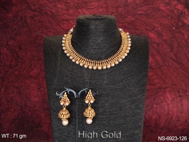 Clustered pearl Moti Antique Delicate Necklace Set