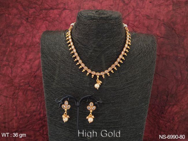 Designer Antique High Gold polish full stone partywear Necklace set