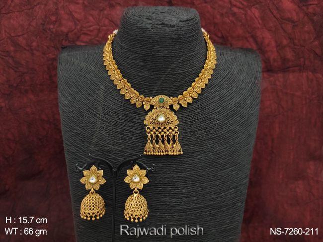 Antique Beautiful Designer Rajwadi Polish Fancy Party wear Choker Necklace set