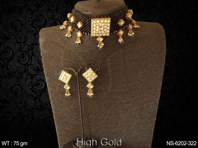 Traditional mala type patti square antique necklace