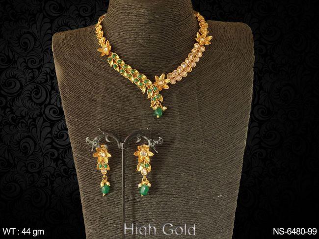 paan stone flower fancy antique necklace set