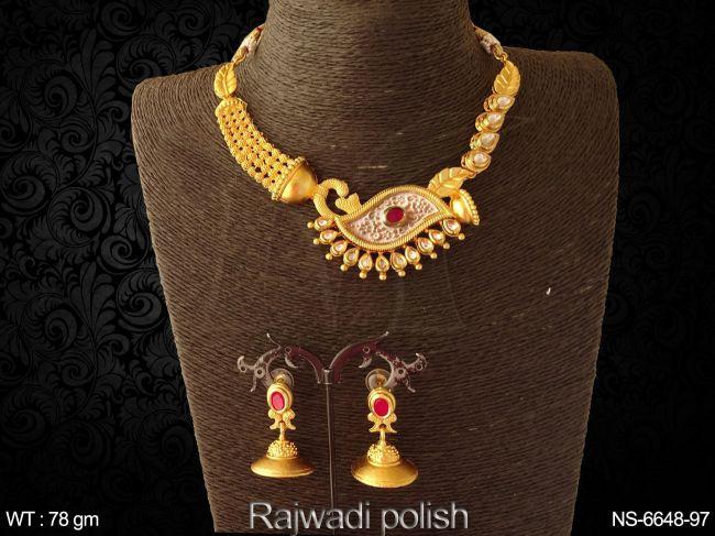 paan leave peacock antique necklace set