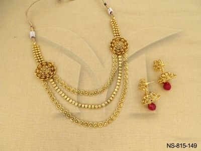 3line with flower gold antique necklaces