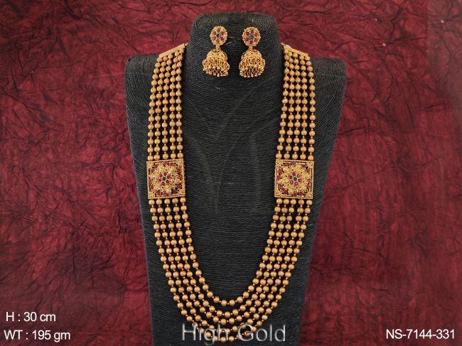 traditional high gold polish 5 layer long necklace set
