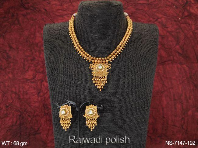 Designer Beautiful Antique Choker Style Rajwadi Polish Party wear Necklace Set