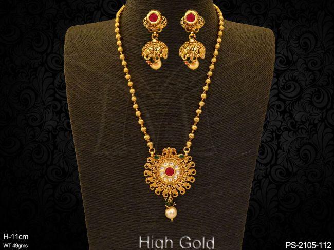 Multi Elephant Face Long Pendant Set