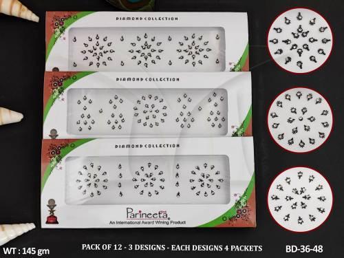 Parineeta Bindi DANDIYA GT BLACK NO.2 Pack Of 12 Designer Bindi 