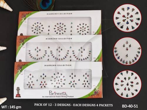 Parineeta Bindi DANDIYA GT BK COL NO.4 Pack Of 12 Traditional Bindi 