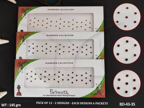 Parineeta Bindi SPOT GT COL MARON Pack Of 12 Full Stone Bindi 