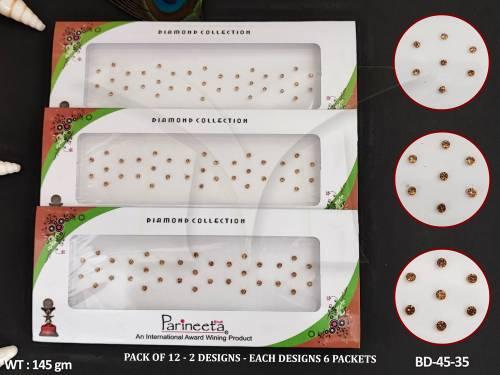 Parineeta Bindi SPOT GT COL LCD Pack Of 12 Round Sparkling Bindi 