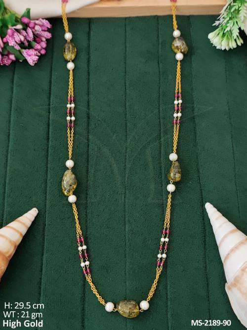 Design  High Gold Polish Fancy Style Long  Mala Set  