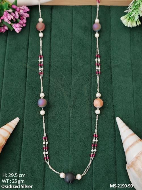 Beautiful Designer Oxidized Silver Fancy Mala Set   