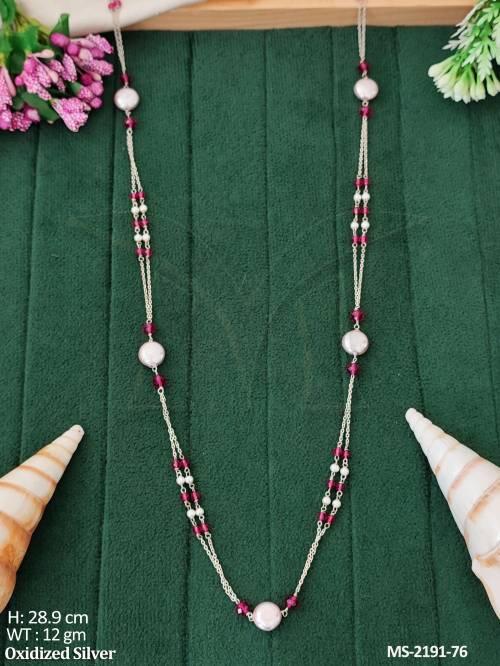 Designer Oxidized Silver Fancy Style Mala Set  