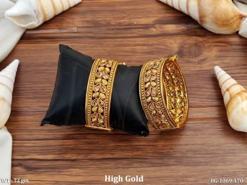 double paan style polki bangles detail