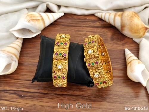 Wavy Style Designer Broad Antique Bangles