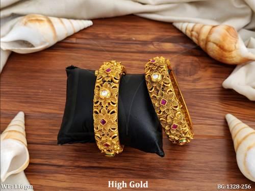Flower Textured Styled Antique Bangles