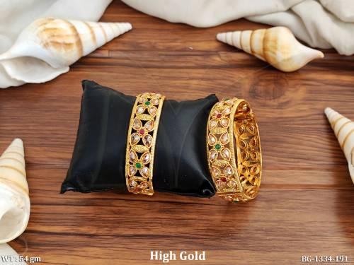 Paan Stone Medium Style Polki Bangle
