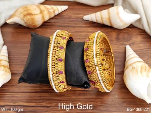 Half Circle Paan Stone Antique Bangles