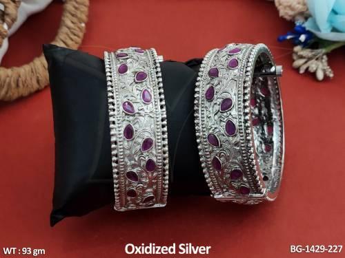 Rani paan silver antique bangle
