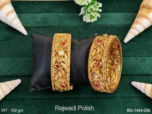 Rajwadi Polished Heavy Style Designer Bangle Set