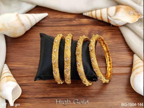 designer beautiful high gold polish party wear bangle set - of 2