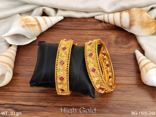 Beautiful Designer Party wear Fashion High Gold Polish Bangles Set of 2 — BG-1505-242