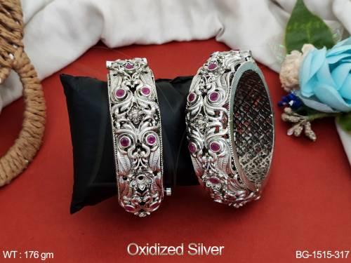 Antique Design Oxidized Silver Polish Beautiful Bangle Set Of 2