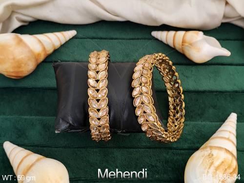 Mehendi Polish Designer Fancy Style Beautiful Antique Party wear Bangle Set of 2