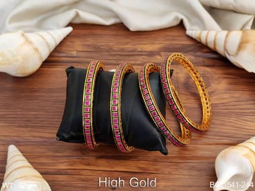 Antique Designer Full Stone High Gold Thick AD Stone Bangles