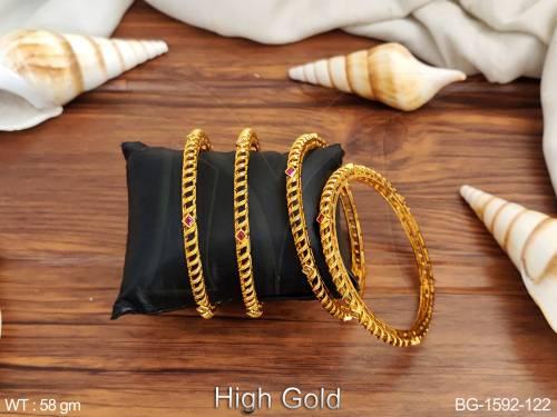 Plan High Gold Polish Designer Party wear Bangle Set