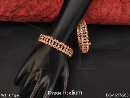 Rose Rodium Polish Full Antique Stones Designer Bangle Set — BG-1617-263