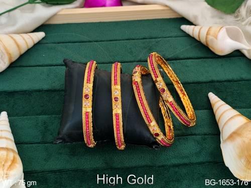 High gold Polish Fancy Style Party wear Beautiful Bangle Set