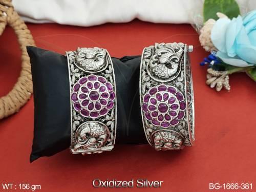 Oxidised Silver Polish Designer Party wear Beautiful Design Bangle Set