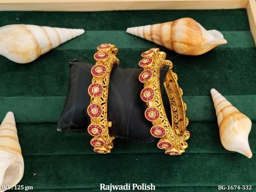 Fancy Style Beautiful Design Rajwadi Polish Party wear Designer Bangle Set 
