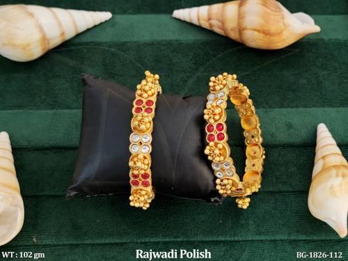 Rajwadi Polish Designer Beautiful Antique Bangle Set