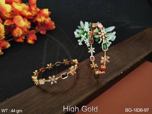 Beautiful Fancy Kemp Design Party wear High Gold Polish Bangle Set  