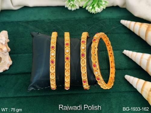 Designer Fancy Design Party wear Antique Jewellery Party wear Rajwadi Polish Antique Bangle Set — BG-1933-162